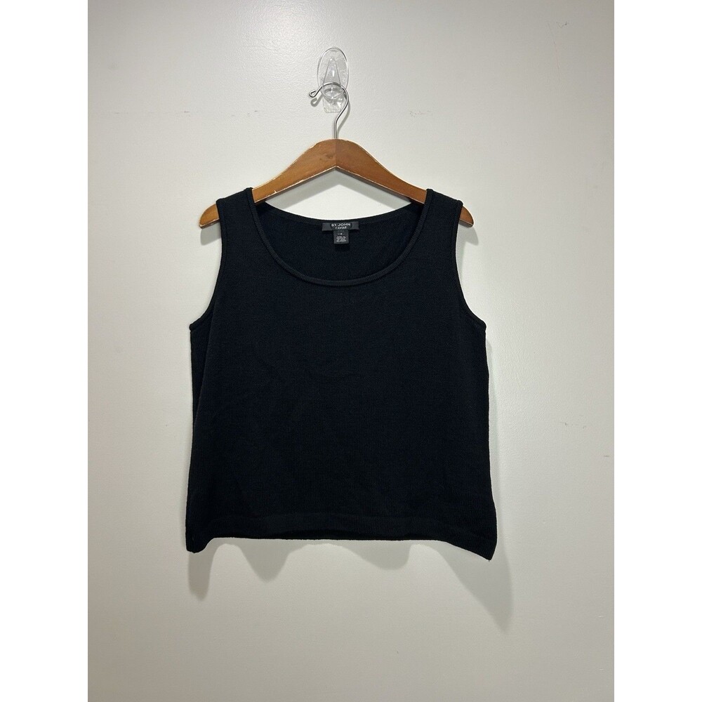 St. John Caviar Black Sleeveless Knit Shell Top Size S